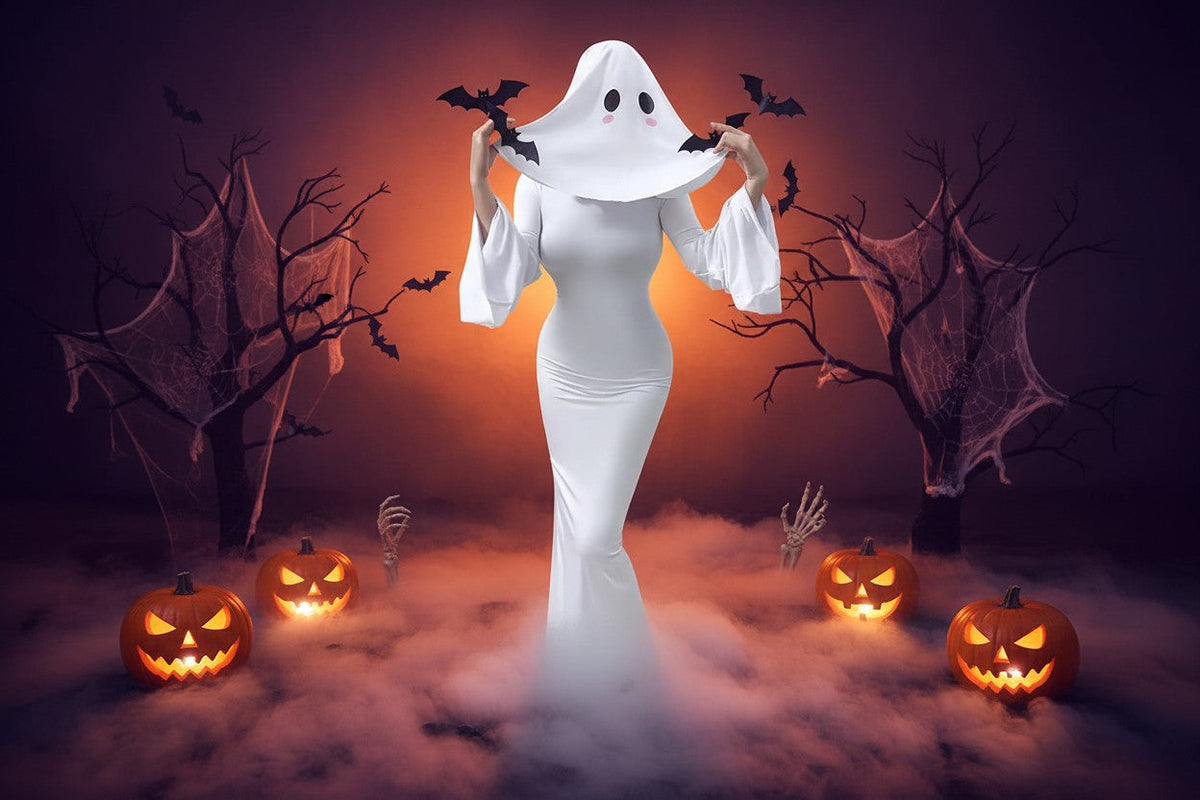 White Ghost Bride Dress with Molded Face Mask and Fitted Silhouette All Vera Mart