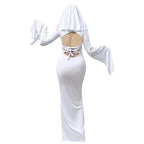 White Ghost Bride Dress with Molded Face Mask and Fitted Silhouette All Vera Mart