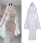 White Ghost Bride Dress with Molded Face Mask and Fitted Silhouette All Vera Mart