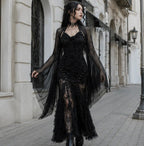 Black Mesh Crop Top with Bat Sleeves for Gothic Costume Layering All Vera Mart