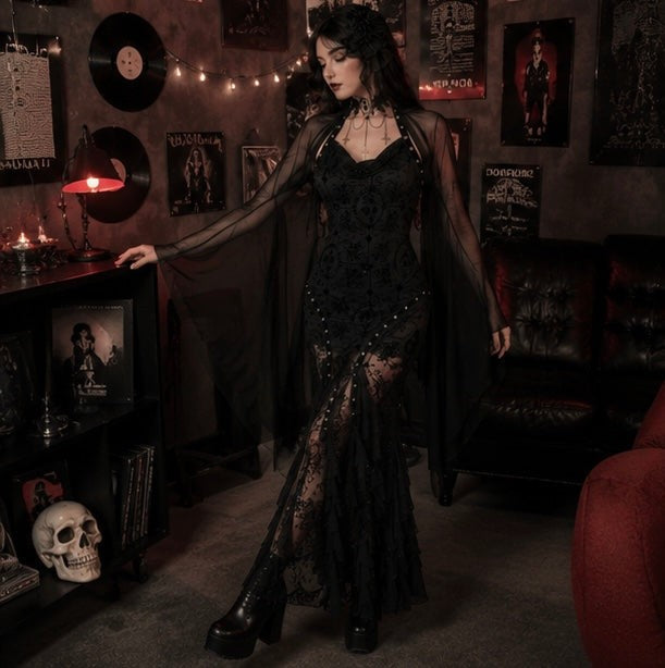 Black Mesh Crop Top with Bat Sleeves for Gothic Costume Layering All Vera Mart