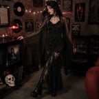 Black Mesh Crop Top with Bat Sleeves for Gothic Costume Layering All Vera Mart