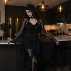 Black Mesh Crop Top with Bat Sleeves for Gothic Costume Layering All Vera Mart