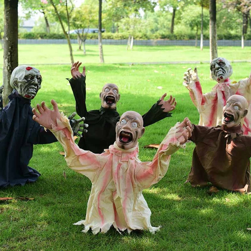 Sound Activated Swing Ghost Prop with Red Glowing Eyes and Motor Swaying All Vera Mart