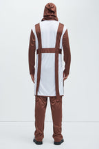 Fantasy Warrior Costume Set with Cross Body Harness and Faux Fur Trim for Men