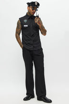 Black Uniform Costume Set with Shirt and Hat for Men