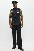 Black Uniform Costume Set with Shirt and Hat for Men