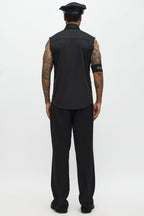 Black Uniform Costume Set with Shirt and Hat for Men