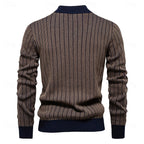 Mock Neck Sweater with Vertical Ribbed Knit and Full Sleeves, Tailored Fit All Vera Mart