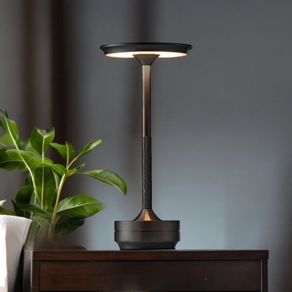 Rechargeable Ring Light Table Lamp with Touch Dimming and Three Color Temperatures All Vera Mart