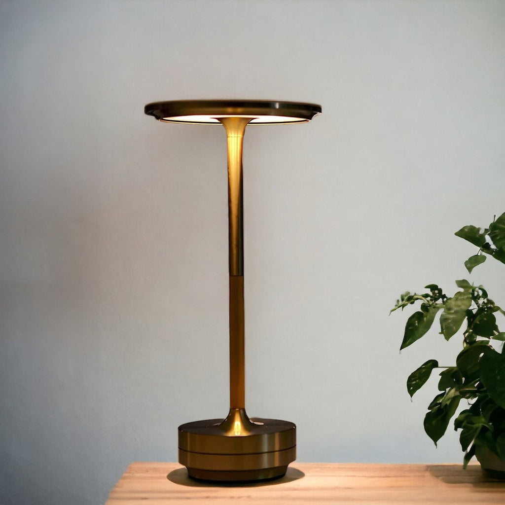 Rechargeable Ring Light Table Lamp with Touch Dimming and Three Color Temperatures All Vera Mart