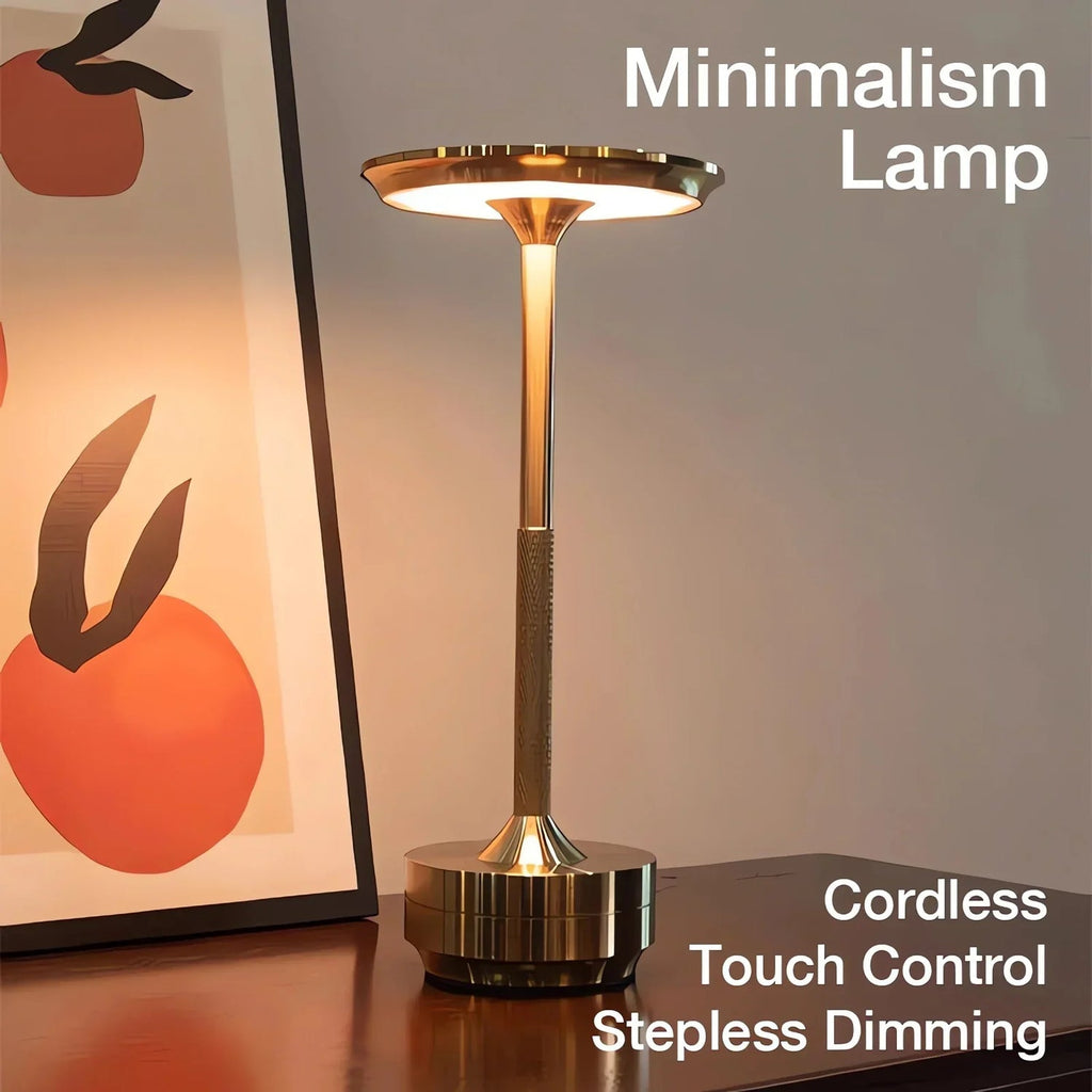 Rechargeable Ring Light Table Lamp with Touch Dimming and Three Color Temperatures All Vera Mart
