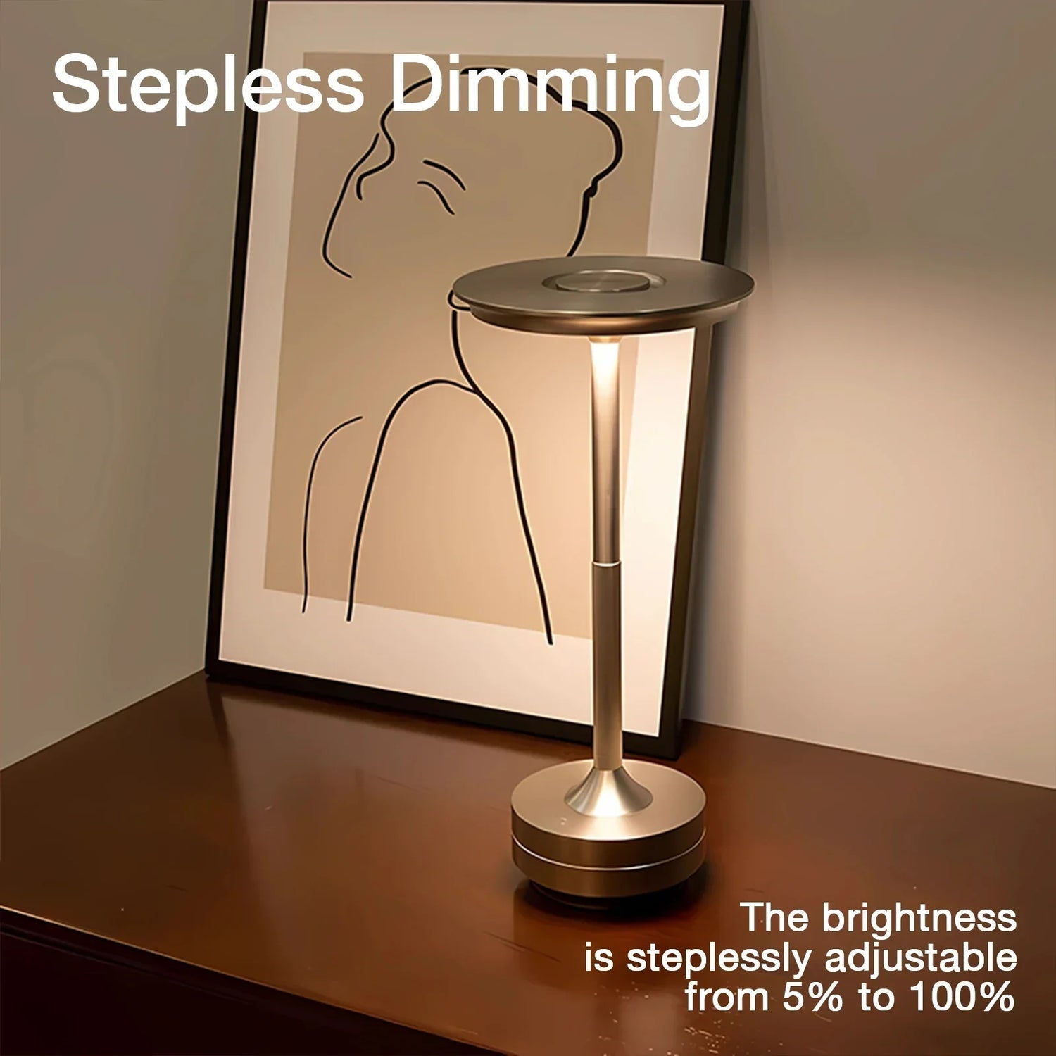Rechargeable Ring Light Table Lamp with Touch Dimming and Three Color Temperatures All Vera Mart