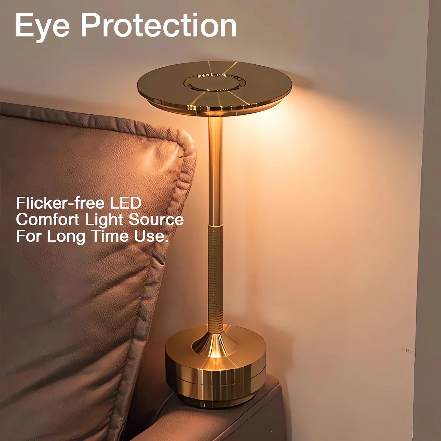 Rechargeable Ring Light Table Lamp with Touch Dimming and Three Color Temperatures All Vera Mart