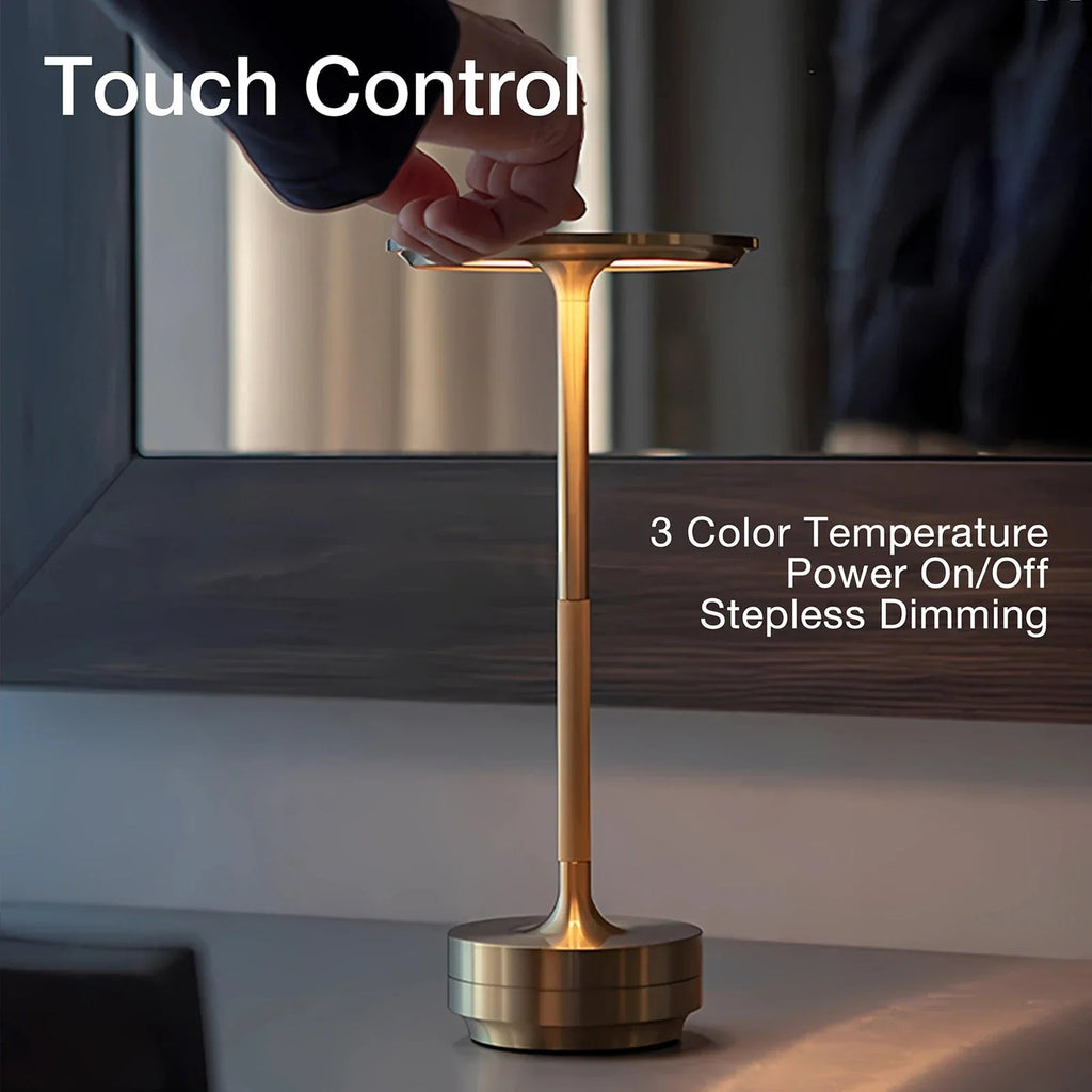 Rechargeable Ring Light Table Lamp with Touch Dimming and Three Color Temperatures All Vera Mart