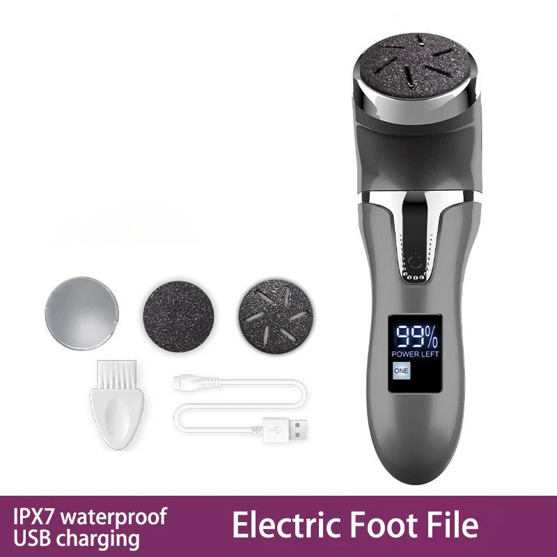 Electric Foot File with Built-In Vacuum and Three Grinding Heads, Waterproof Rechargeable All Vera Mart