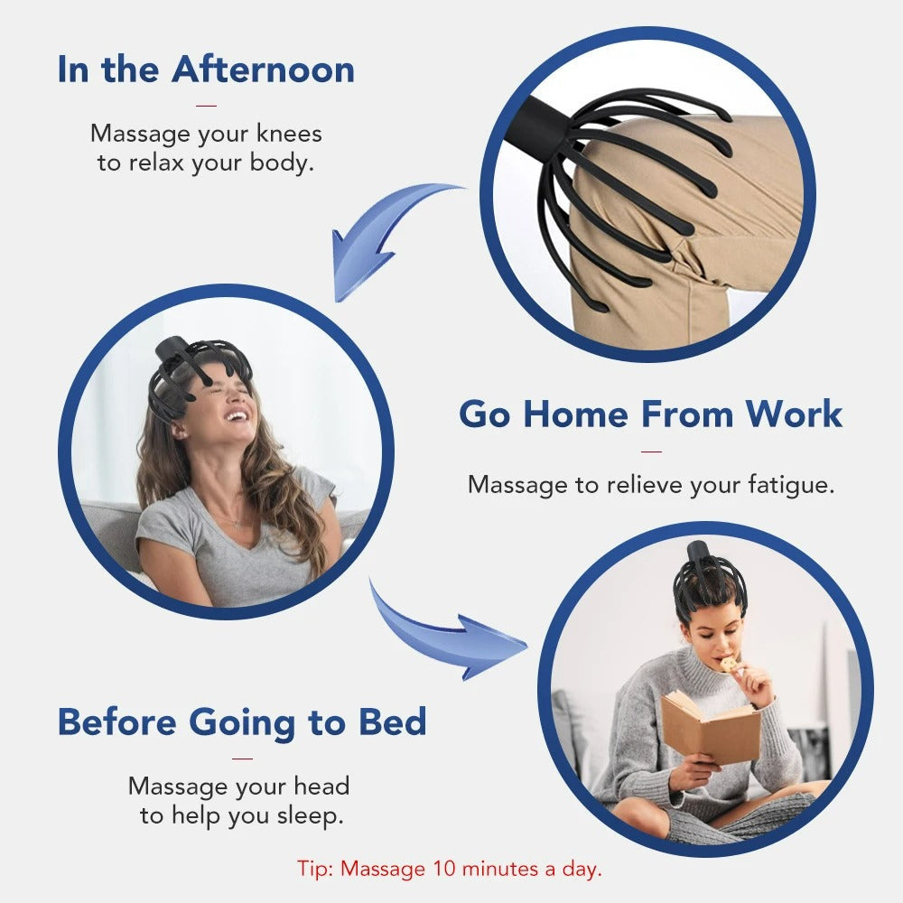 Electric Scalp Massager with 360-Degree Rotating Nodes and Three Speed Settings All Vera Mart