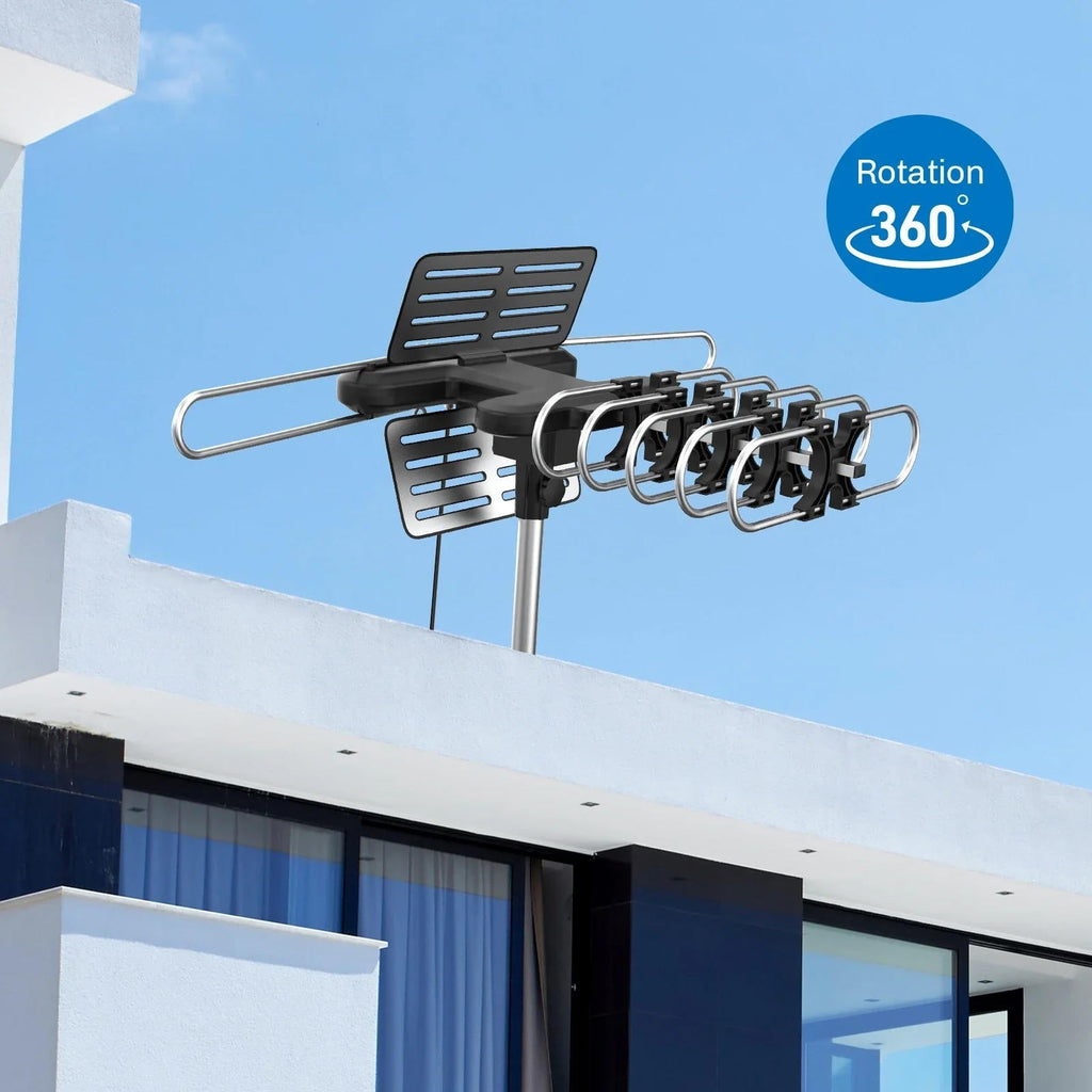 Motorized TV Antenna with 360 Degree Rotation and Signal Amplifier, 33ft Cable All Vera Mart