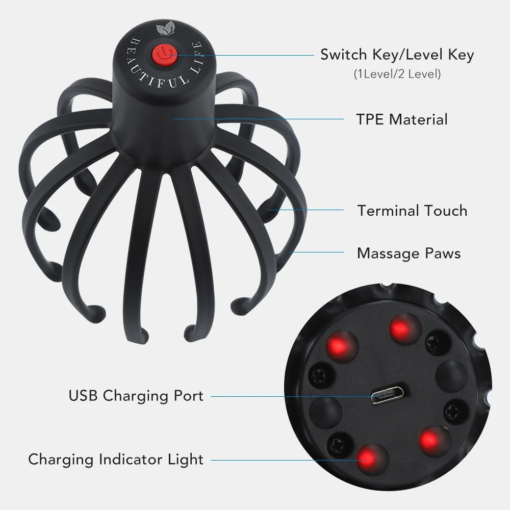 Electric Scalp Massager with 360-Degree Rotating Nodes and Three Speed Settings All Vera Mart