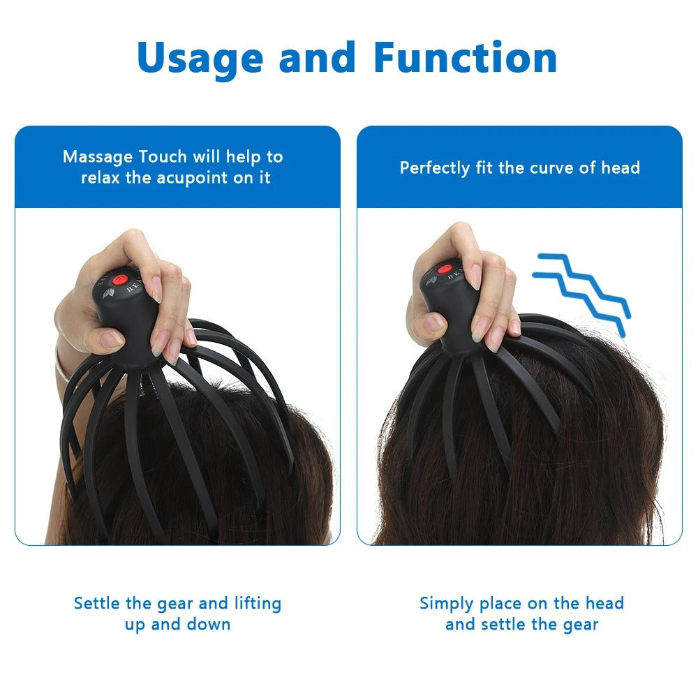 Electric Scalp Massager with 360-Degree Rotating Nodes and Three Speed Settings All Vera Mart