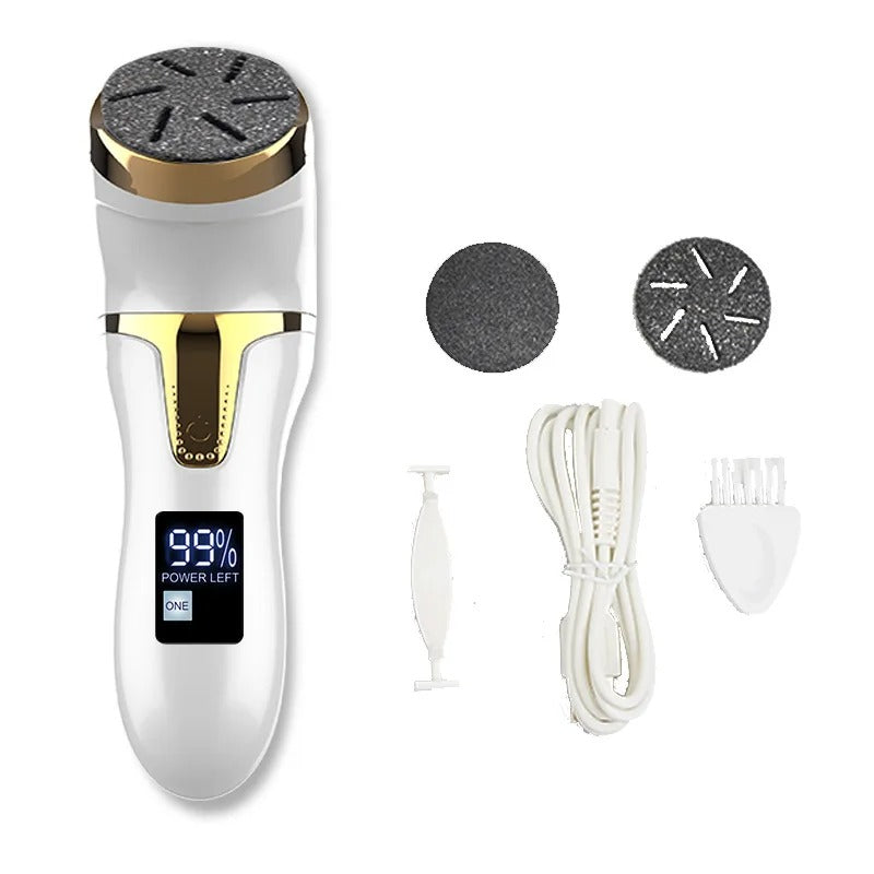 Electric Foot File with Built-In Vacuum and Three Grinding Heads, Waterproof Rechargeable All Vera Mart