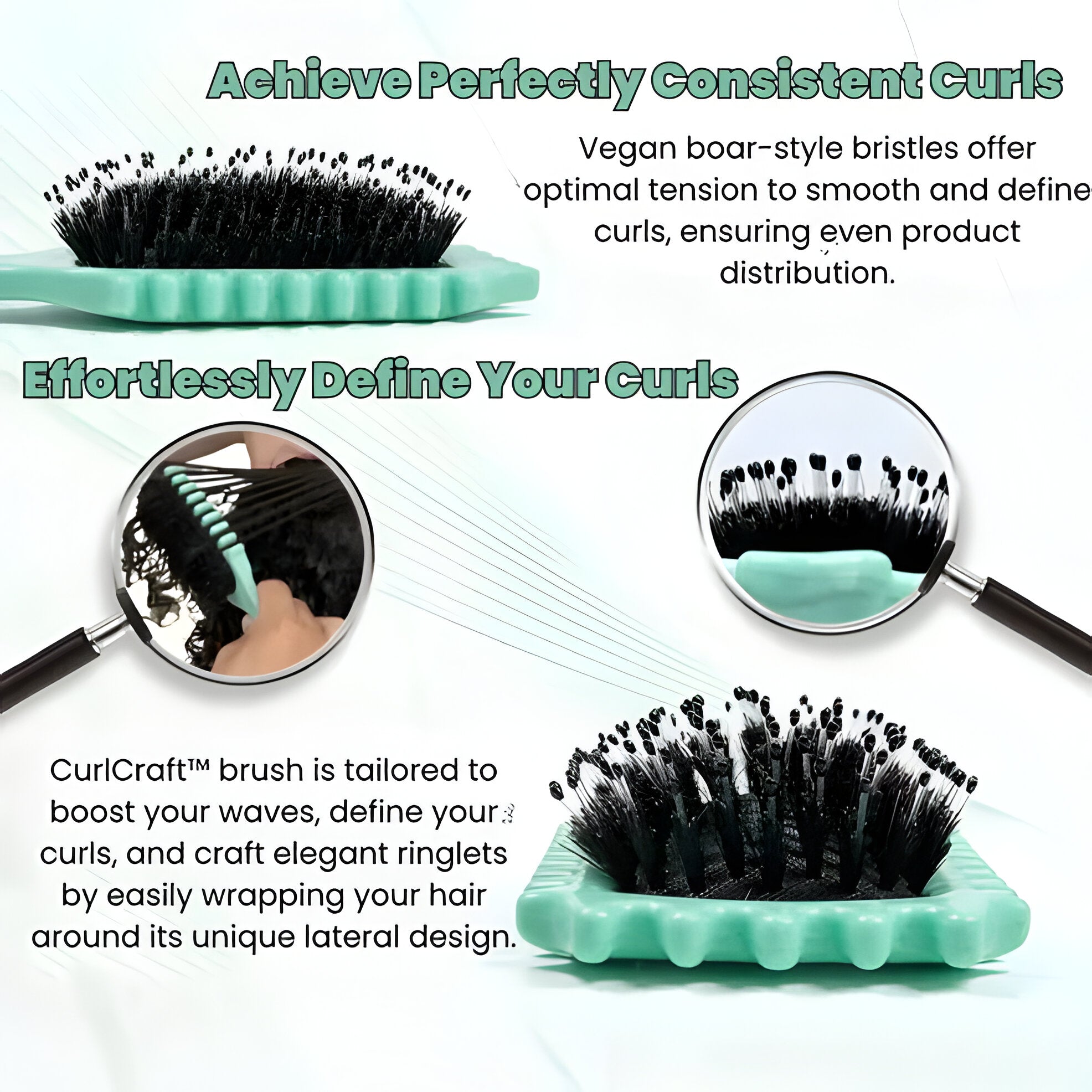 Boar Bristle Curl Brush with Detangling Action and Curl Shaping Design All Vera Mart