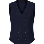 A sharp slim fit double-breasted 3-piece suit for men, highlighted by its smart waistcoat.