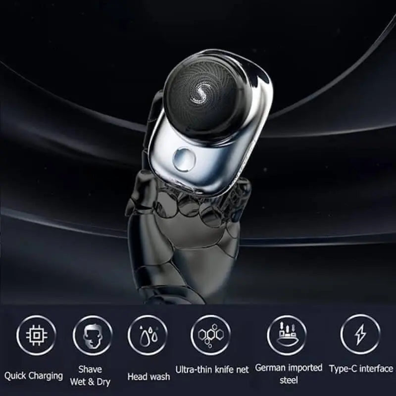 Mini Electric Shaver with 6-Blade Foil and USB Fast Charge for Travel, Waterproof Aluminum All Vera Mart