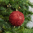 100mm Sequin & Glitter Ball Ornaments: Red (Box of 4) Lifestyle Photo