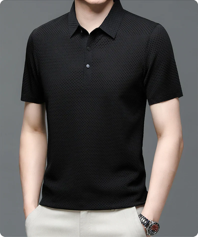 Tailored Polo Shirt with Structured Collar and Cotton Blend Knit, Machine Washable All Vera Mart