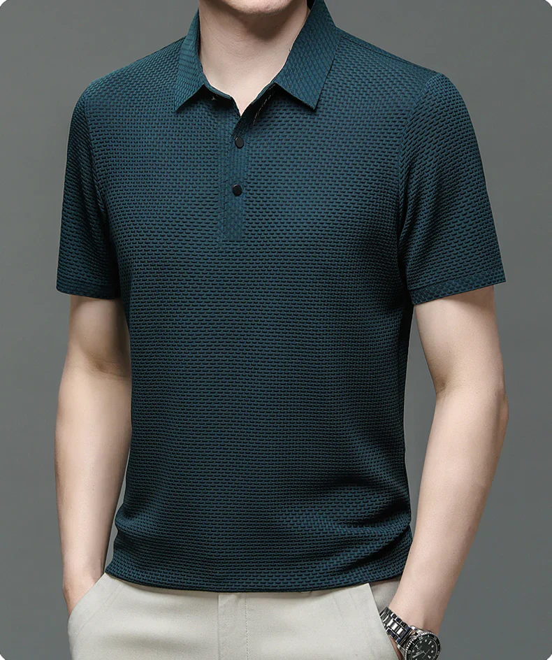 Tailored Polo Shirt with Structured Collar and Cotton Blend Knit, Machine Washable All Vera Mart