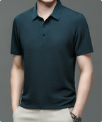 Tailored Polo Shirt with Structured Collar and Cotton Blend Knit, Machine Washable All Vera Mart