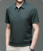 Tailored Polo Shirt with Structured Collar and Cotton Blend Knit, Machine Washable All Vera Mart