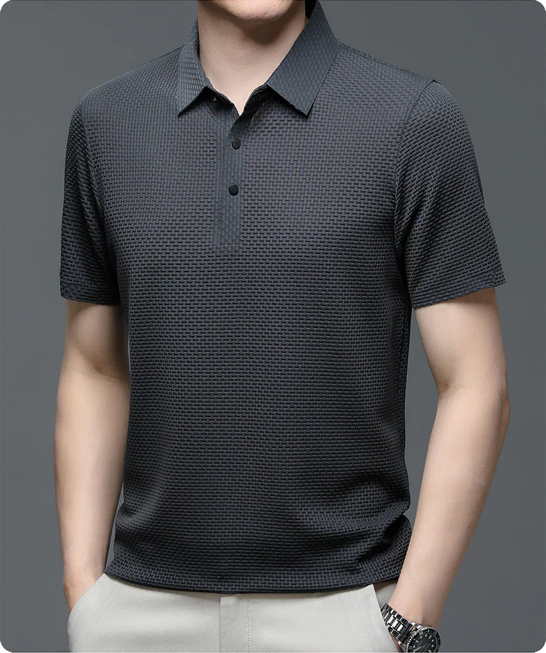 Tailored Polo Shirt with Structured Collar and Cotton Blend Knit, Machine Washable All Vera Mart