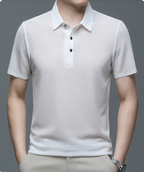 Tailored Polo Shirt with Structured Collar and Cotton Blend Knit, Machine Washable All Vera Mart