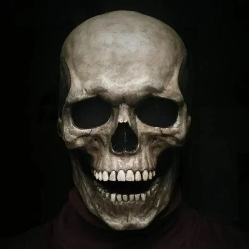Movable Jaw Realistic Full Head Skull Mask - Human Skeleton Mask for Halloween Party - Gear Elevation