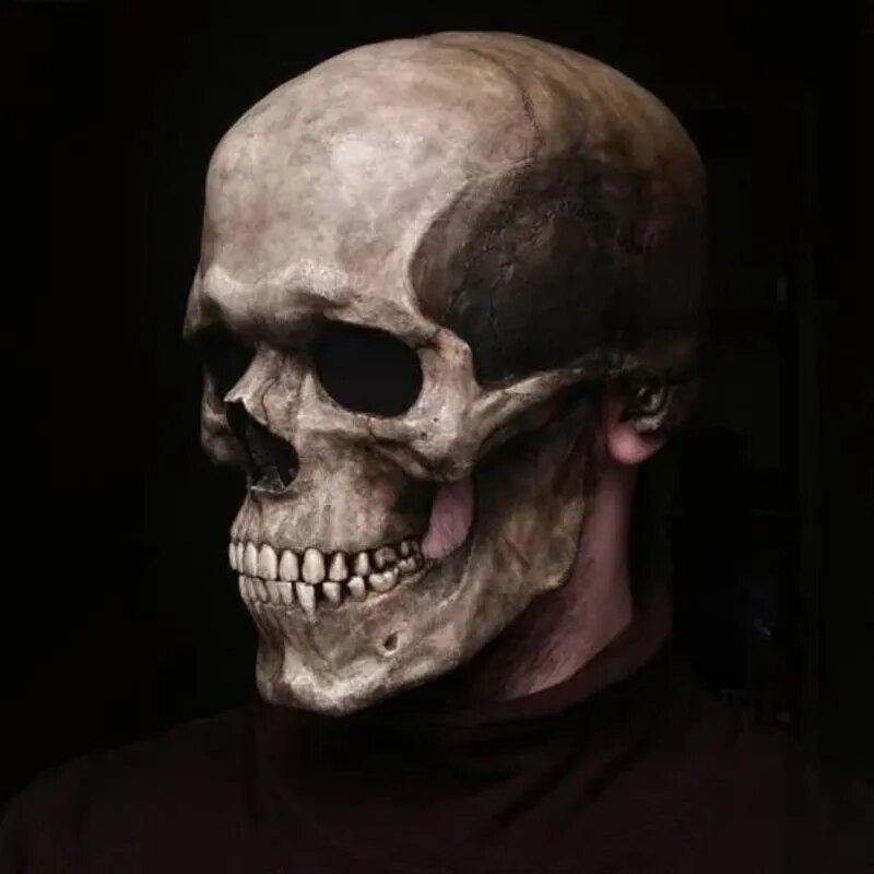 Movable Jaw Realistic Full Head Skull Mask - Human Skeleton Mask for Halloween Party - Gear Elevation