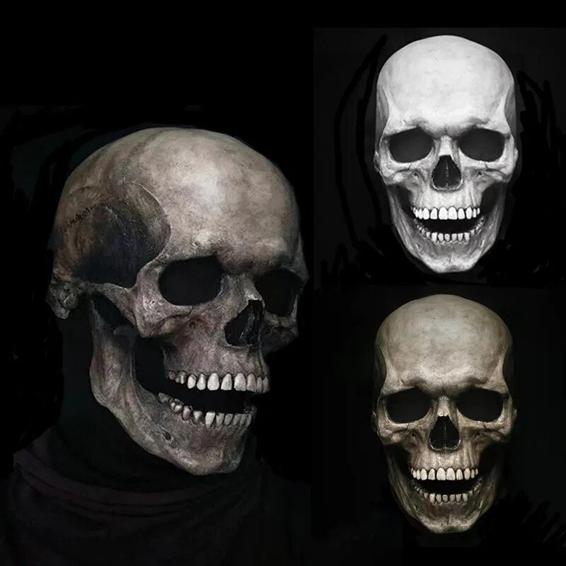 Movable Jaw Realistic Full Head Skull Mask - Human Skeleton Mask for Halloween Party - Gear Elevation