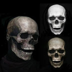 Movable Jaw Realistic Full Head Skull Mask - Human Skeleton Mask for Halloween Party - Gear Elevation
