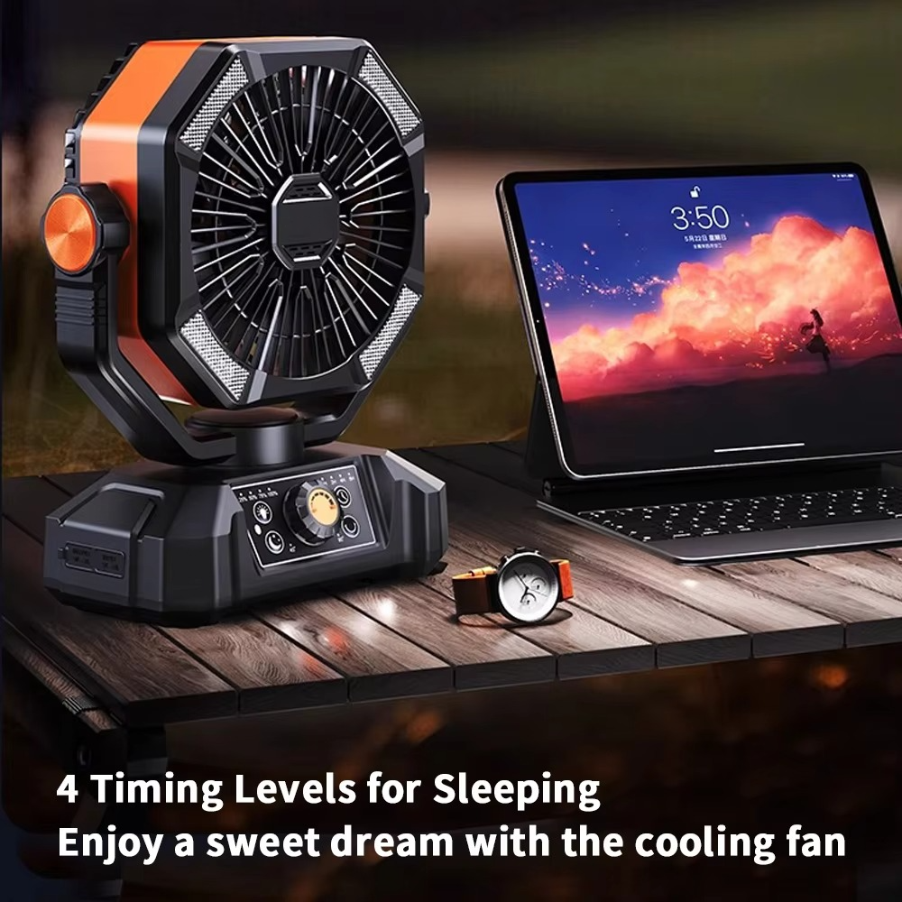 Dual Motor Camping Fan with 20000mAh Battery and LED Lights, Remote Control All Vera Mart