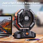 Dual Motor Camping Fan with 20000mAh Battery and LED Lights, Remote Control All Vera Mart