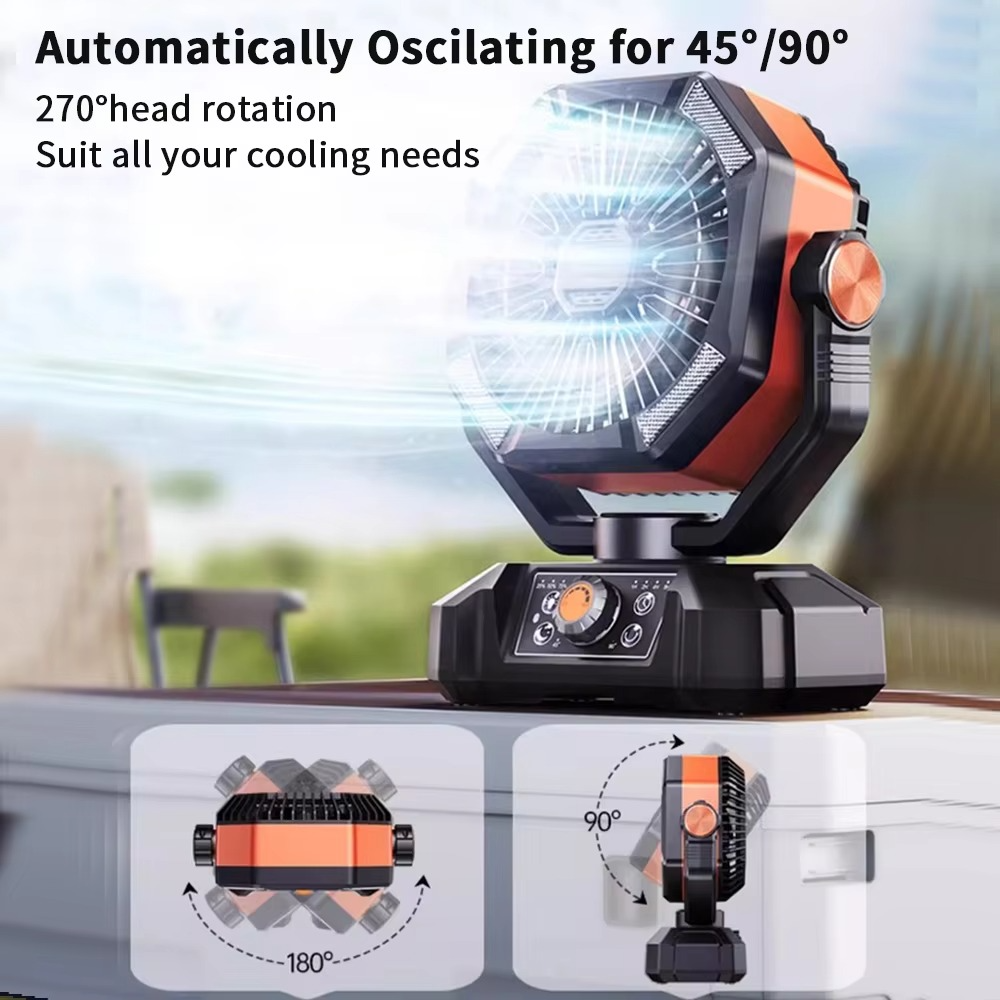 Dual Motor Camping Fan with 20000mAh Battery and LED Lights, Remote Control All Vera Mart