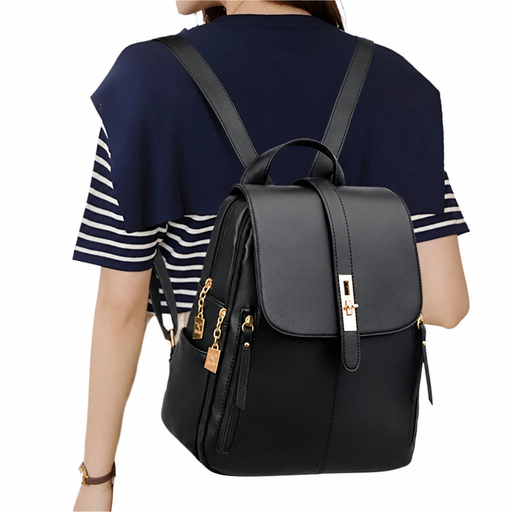 High-quality women's luxury backpack, durable PU leather, comfortable for work, travel, everyday.