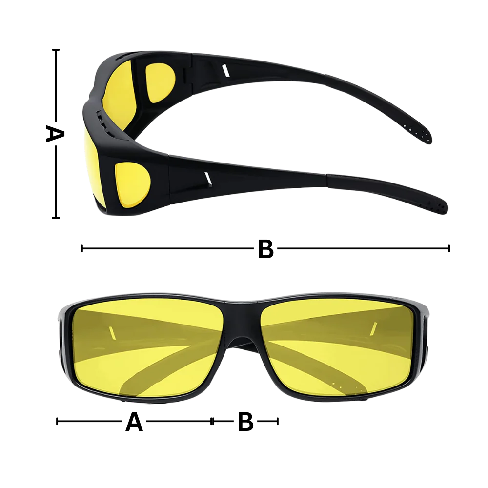 Polarized Night Driving Glasses with Extended Side Panels and Fit Over Design All Vera Mart