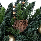 Christmas Wreath 22 Inch with Shatterproof Gold Ornaments and Real Pine Cones All Vera Mart