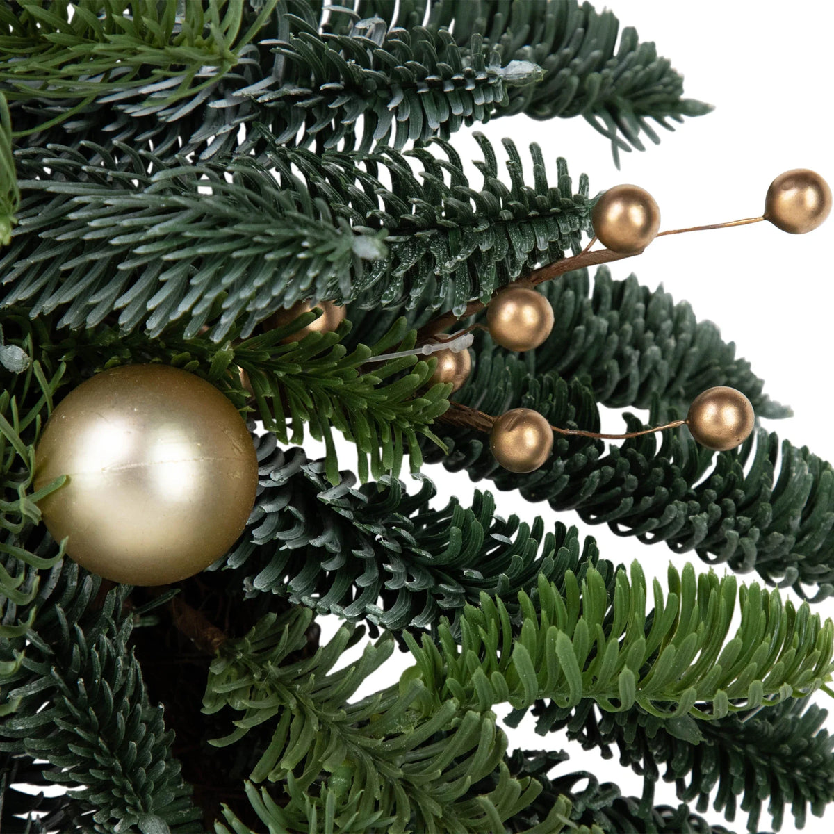 Christmas Wreath 22 Inch with Shatterproof Gold Ornaments and Real Pine Cones All Vera Mart