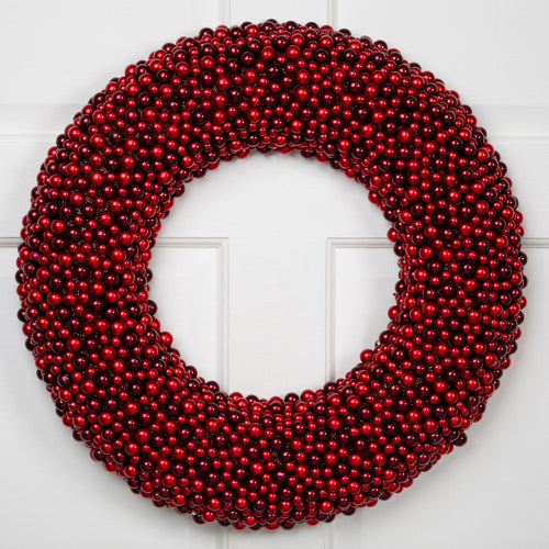 Glitter Red Berry Christmas Wreath with Two Tone Berries 20 Inch Unlit