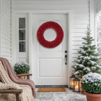 Glitter Red Berry Christmas Wreath with Two Tone Berries 20 Inch Unlit