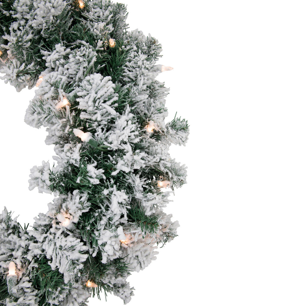 Pre Lit White Christmas Wreath with 50 Clear Mini Lights and 200 Branch Tips, 24 Inch Diameter All Vera Mart
