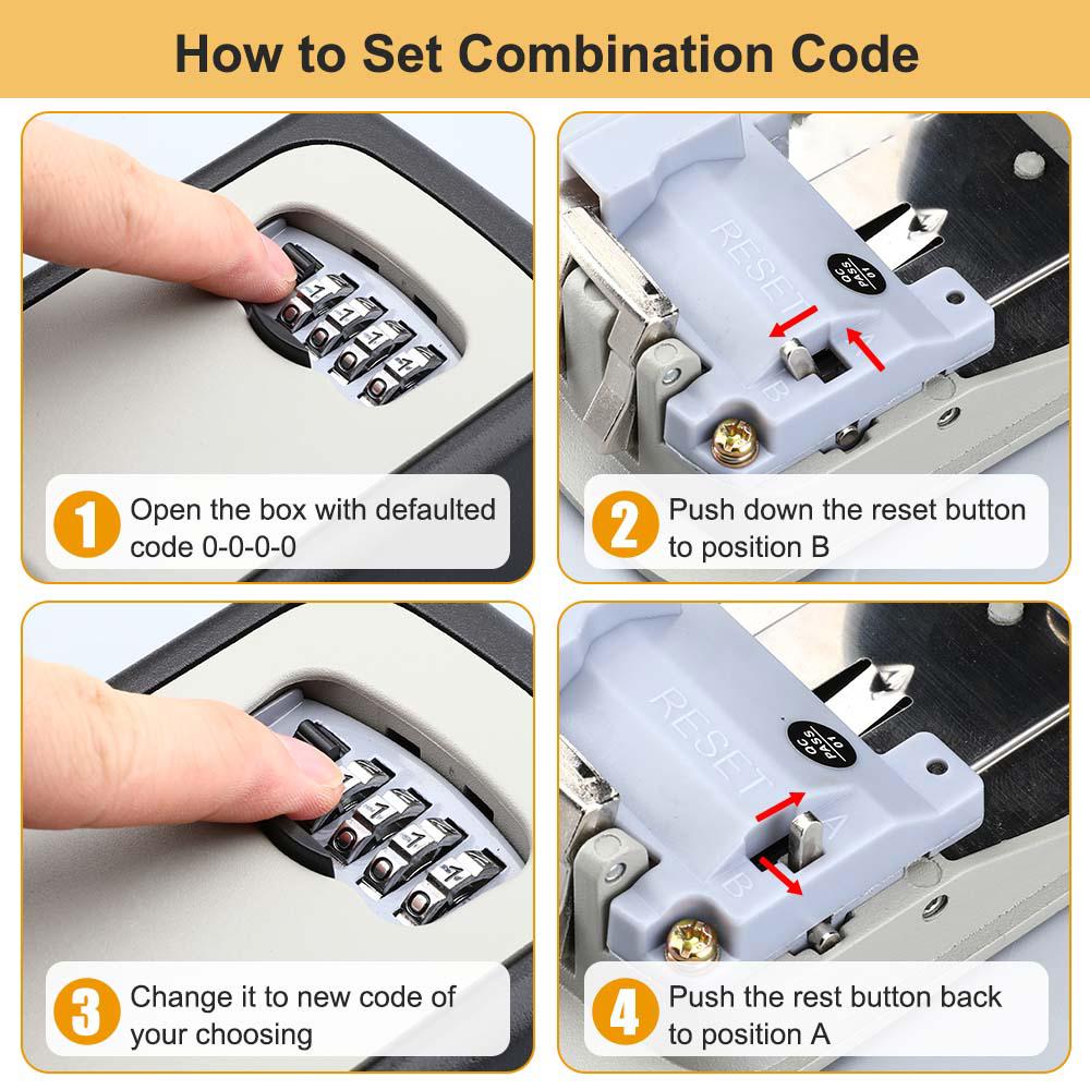 Wall Mount Key Storage Box with 4-Digit Combination and Shutter Cover All Vera Mart